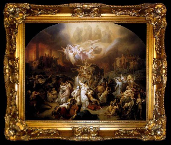 framed  Wilhelm von Kaulbach : The Destruction of Jerusalem by Titus, ta009-2